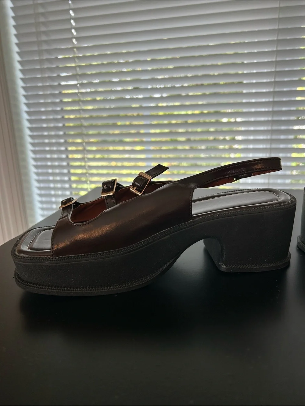 Chunky Brown Platform Slingback Sandals for Women